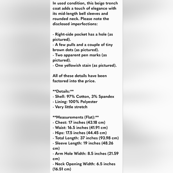 Beige Mid-Length Bell Sleeve Trench Coat with Rounded Neck & Waist Belt - Picture 16 of 16